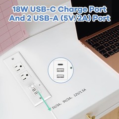 Recessed Power Strip with PD 20W Type-C, Desk Outlets with 2 USB-A & 1 USB-C …