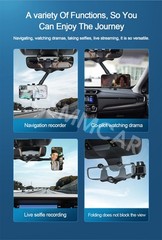 Car Interior Rearview Mirror Phone Holder Mount Telescopic Adjustable Bracket