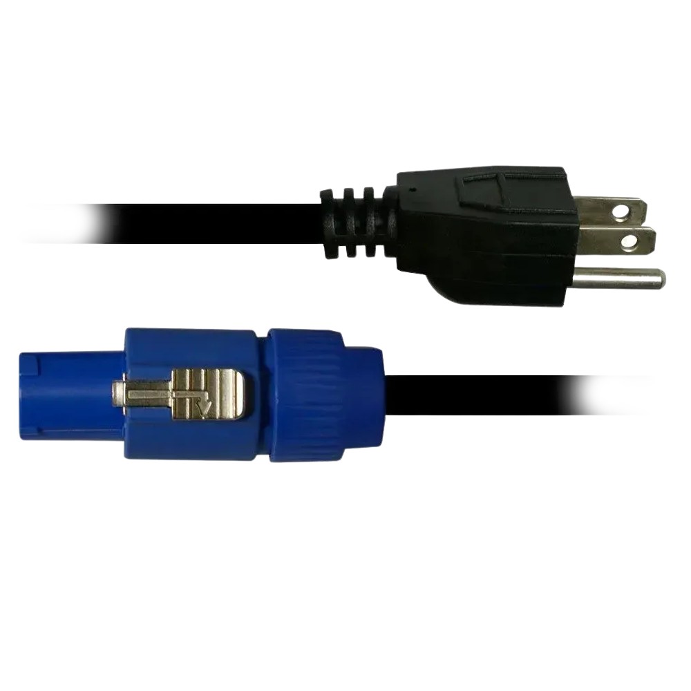 Blizzard 50ft powerCON® compatible input (blue) to grounded Edison (male) cable