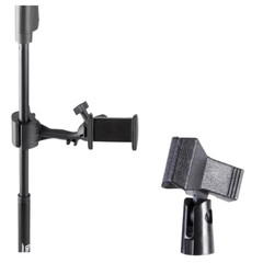Mic Stand Smartphone Holder + Clothespin-Style Mic Clip Vocal Recording Bundle