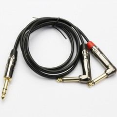 TRS 1/4 Male to Dual TS 1/4 Male Right Angle Stereo Breakout Splitter Y Cable