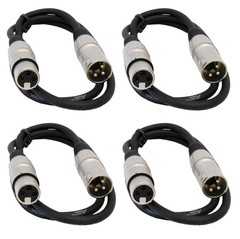 Audio2000’S ADC2037X4 Four-Pack 3-Foot XLR Male to XLR Female Balanced Microp…