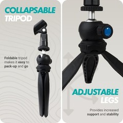 HMT-2 Tabletop Tripod Microphone Stand for Handheld Wireless Mic Adapters