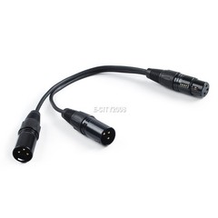 3-Pin XLR Female Jack to Dual 2 Male Plug Y Splitter Mic DJ Cable Adaptor 16 AWG