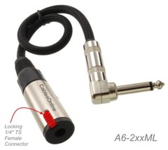 1/4″ Right-Angle Mono TS Male to Locking Female Instrument Audio Extension