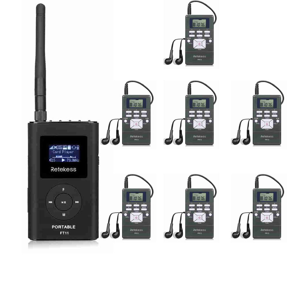 Wireless Assisted Listening Audio System Mic Transmitter 7 Receivers for Meeting