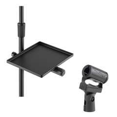 u-mount Mic Stand Utility Tray + Shock-Mount Condenser Mic Clip Vocal Studio Bun