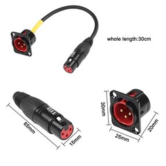 1 PCS 11.8 In 30cm D-Type XLR Male Panel Mount To Female Pass Thru Mic Cable