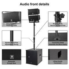 PRORECK CLUB 6000 Line Array Speaker DJ System 15“ Bluetooth Subwoofer 6000W