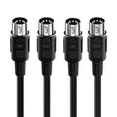 5Pin MIDI Cable Male To Male For Electronic Keyboard Piano Drum 6.6FT 2 Pack