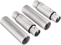 4 Pack (2 Pair) Professional XLR Adapter, 3 Pin Female to 2 Pair, Silver