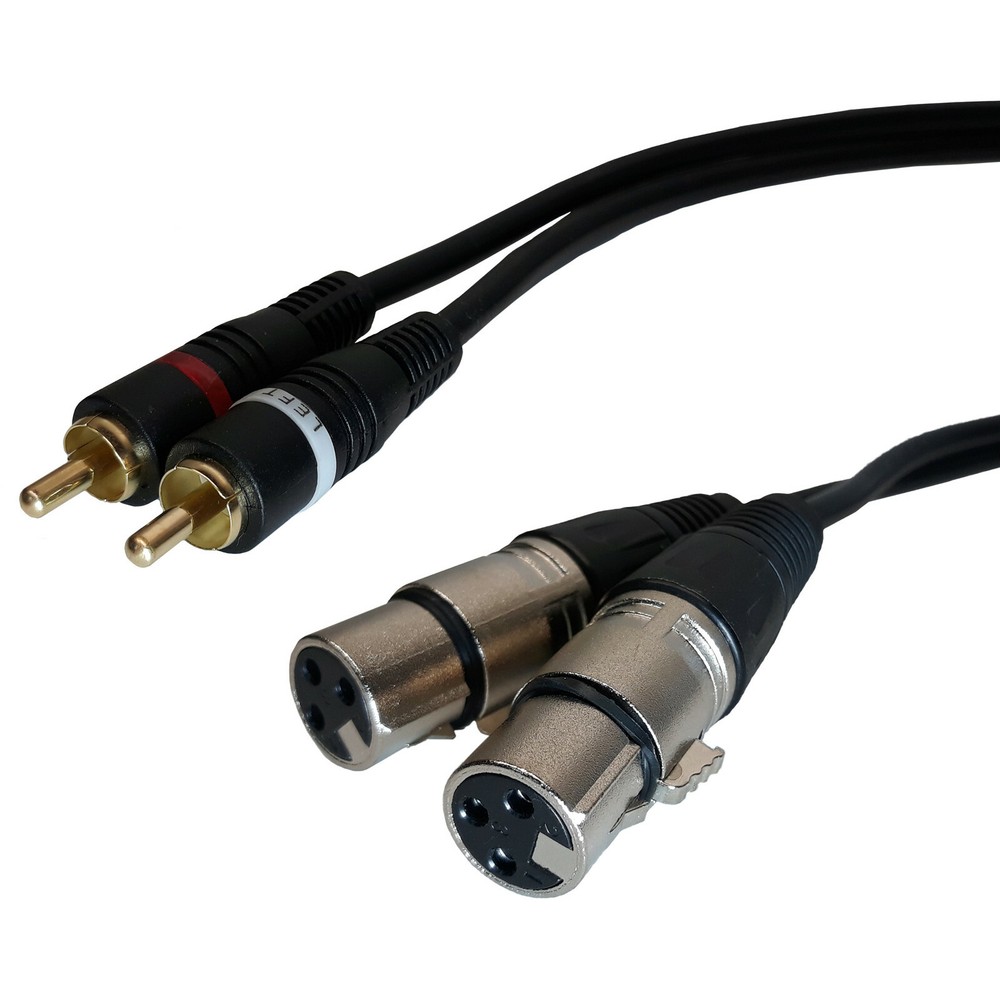 6ft – Dual XLR Female to 2-RCA Male Stereo Plug Shielded Audio Patch Cable Cord
