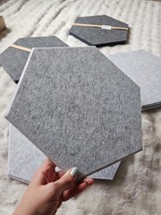 Hexagon Felt Acoustic Panels Gray Set of 10 for Wall Installation *NEW*