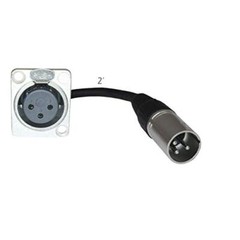 2ft Pigtail Xlr Female Panel Mount To Xlr Male Plug black No Solder Install F