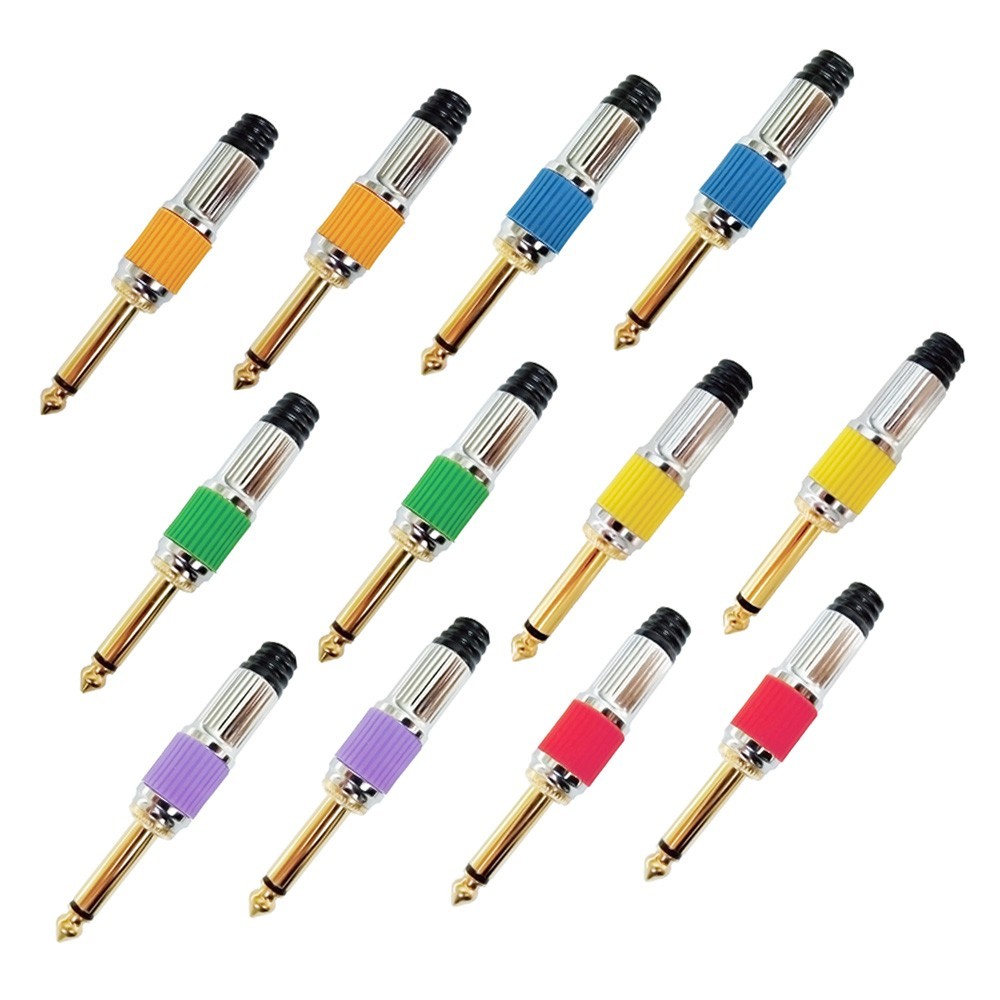 12Pcs 1/4 inch TS plugs Fine Nickel Plated housing 24K Gold Plated Contacts