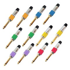 12Pcs 1/4 inch TS plugs Fine Nickel Plated housing 24K Gold Plated Contacts
