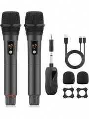 2PCS Aveek Wireless Handheld Microphones 2.4GHz With Rechargeable Receiver