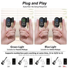 A14 Wireless Guitar System, 2.4GHz Rechargeable Transmitter Receiver, 24-bit …