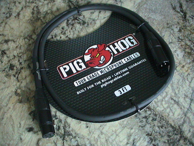 PIG HOG TOUR GRADE 8MM XLR BLACK MICROPHONE CABLE 3FT PART NUMBER PHM3