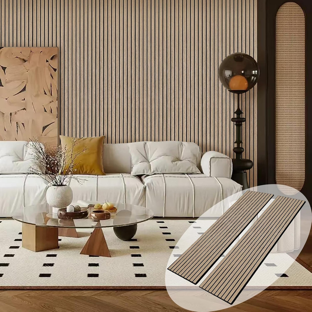Soundproof Walnut Veneer Peel & Stick Wall Panels – 2 Pack 94.5