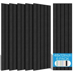 Large Acoustic Panels 48×12 Inch 6 Pack Self Adhesive Soundproof Wall Panels