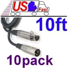10x/pk NEW Premium 10ft Male~Female 3pin mic Microphone XLR extension Cable cord