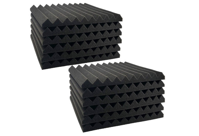 24 pcs 12″x12″x1″ Black Acoustic Foam Panel Tiles Wall Record Studio Sound Proof