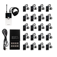 TT116 Tour Guide System 656ft 2 Transmitter 20 Receiver Charging Base for Church