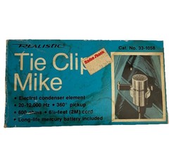 Vtg Realistic Tac Electret Condenser Microphone Tie Clip Mike 33-1058 Untested