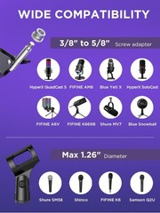 16″ Microphone Stand Mic Boom Arm for Blue Yeti HyperX QuadCast S Fifine K669B