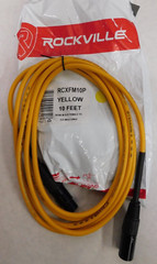 Rockville RCXFM10P Yellow 10 Feet XLR Female To XLR Male Cable