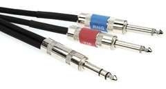 Pro Co IPBQ2Q-3 1/4″ TRS Male to Dual 1/4″ TS Male Insert Cable – 3′