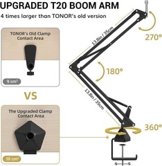 XLR Condenser Microphone, Professional Cardioid Studio Mic Kit with T20 Boom