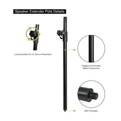 Sound Town 2-Pack Subwoofer Speaker Poles Adjustable Height M20 Fit STSDA-M54B