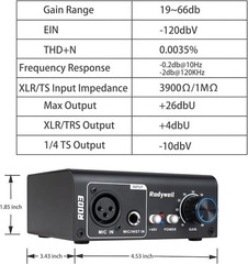 2026 Upgraded RO03 Mic Preamp, 120db EIN Ultral Low Noise Booster, for Dynami…