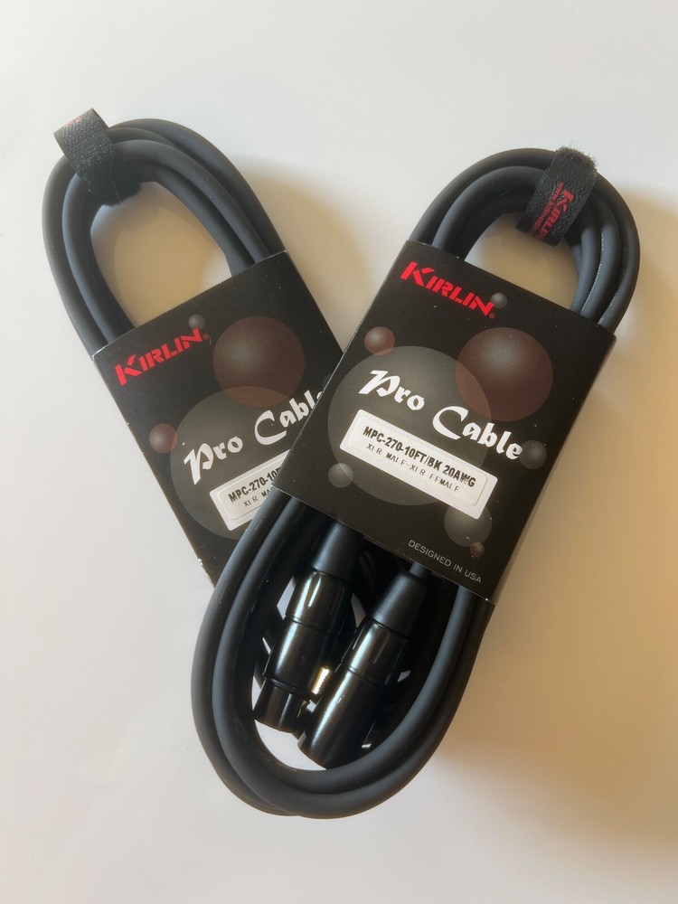 2 KIRLIN MPC Microphone Pro Cable, XLR, Black, 10FT (MPC-270-10/BK 20AWG)