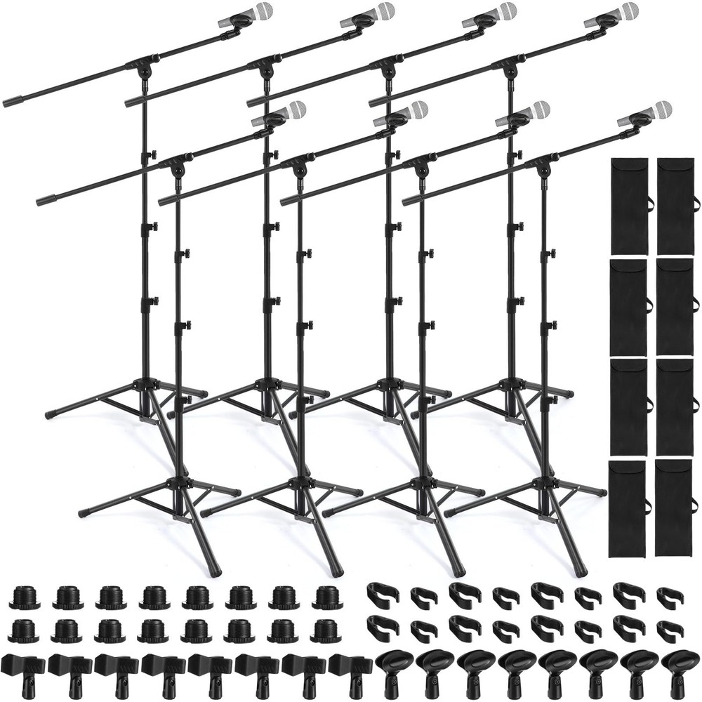 4 Pcs 4 Pcs Tripod Microphone Stand Boom Arm Floor Mic Stand with Carrying Ba…