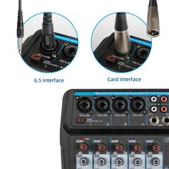 6 Channel Live Studio Audio Mixer USB Bluetooth DJ Sound Mixing Console Amplifie