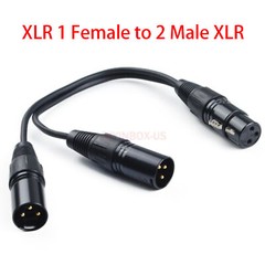 3-Pin XLR Female Jack to Dual 2 Male Plug Audio Adapter Y Spiter Splitter Cable