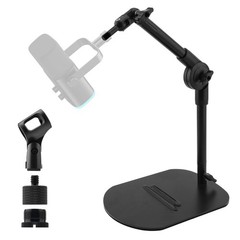 Desktop Mic Stand Holder With Mic Clip Weighted Base Adjustable Tabletop