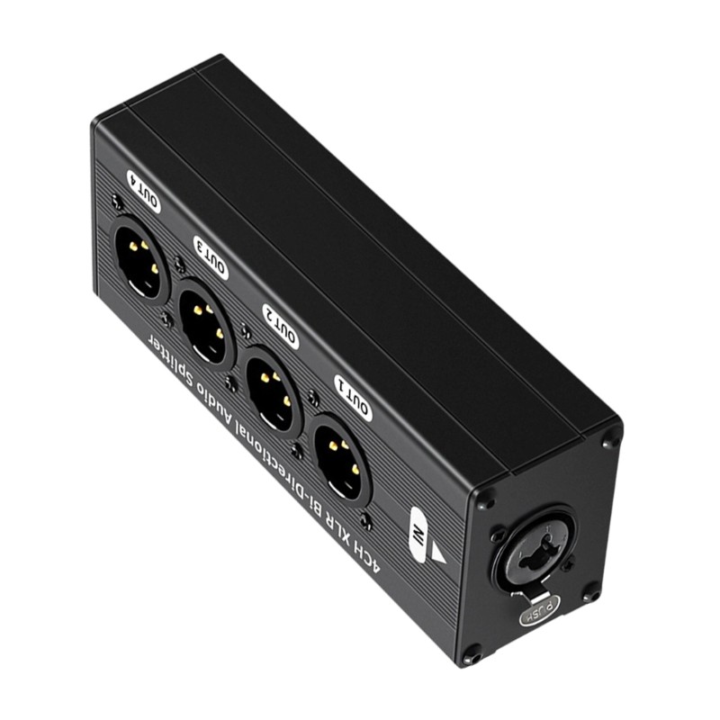 Professional 1 In 4Out XLR /6.35mm Music Splitter For Studio Live Performances