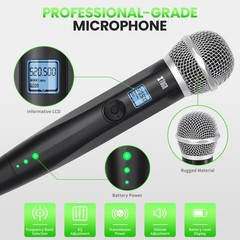 XTUGA LSY-104 Wireless Microphone System 4 Channel UHF Metal 650ft Range Karaoke