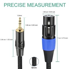 JOMLEY XLR to 3.5mm Cable 10ft, Unbalanced Regular Female 10 feet, Black