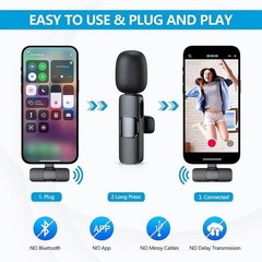 Plug-Play Wireless Lavalier Microphone Clip Mic For iPhone iPad Recording Vlog