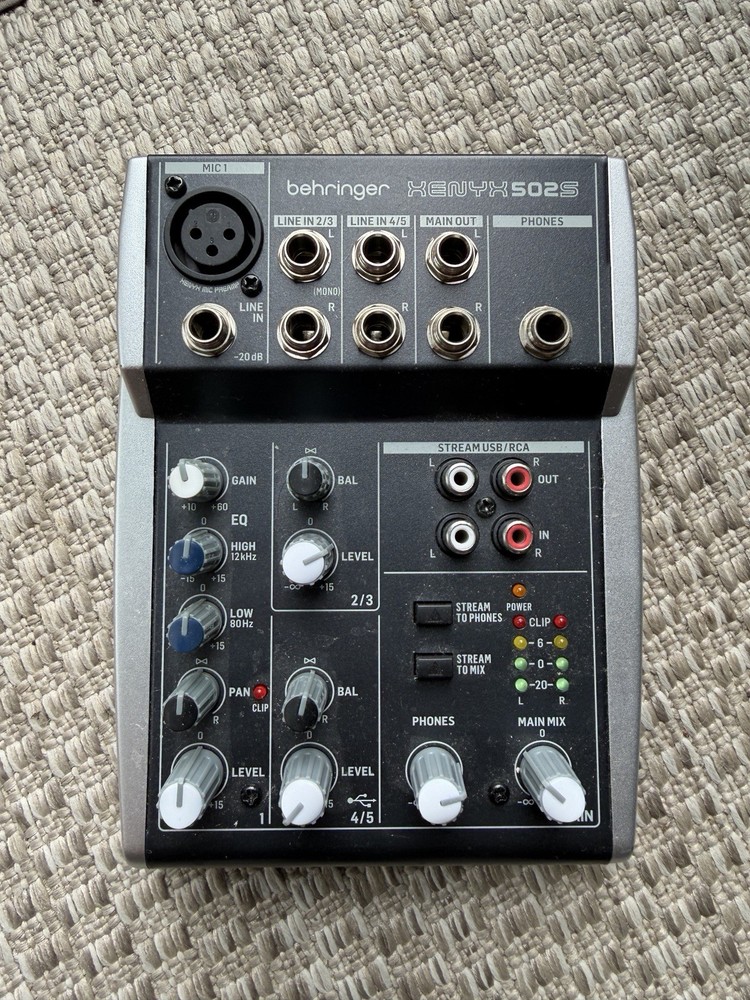 Behringer Xenyx 502S 5-channel Analog Streaming Mixer WORKS (no Power Cord)