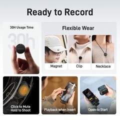 MAONO Wireless Lavalier Microphone for iPhone/Android/Camera/PC, Small, Black