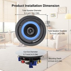 Herdio 4 Inches Flush Mount 2 Way Full Range In Wall Bluetooth Ceiling