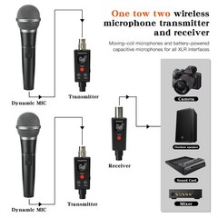 Wireless Microphone System 2.4GHz Wireless Plug-on XLR Dual Transmitter & Rec…