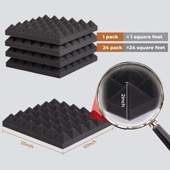 12~96 Pack 12x12x2″ Acoustic Foam Panel Tiles Wall Record Studio Sound Proof USA