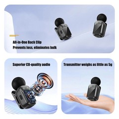 Dual Wireless Lavalier Mic for Type-C Phone 2.4G Noise Cancelling Podcast Vlog